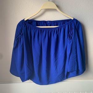 Royal Blue Chiffon Off the Shoulder Crop Top